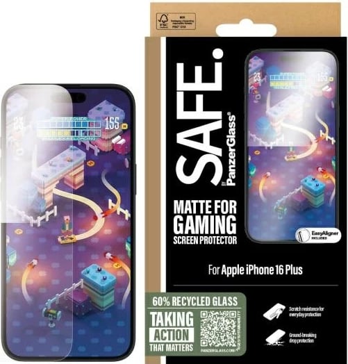 Mbrojtës ekrani PanzerGlass SAFE për iPhone 16 Plus, Gaming, Matte, Ultra-Wide Fit