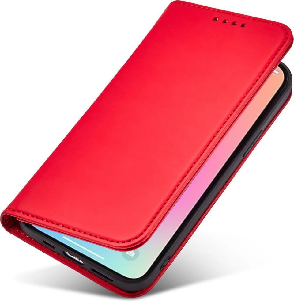 Mbështjellës magnetik Hurtel për iPhone 13 Pro Max, me kapak, xhep për karta, i kuq