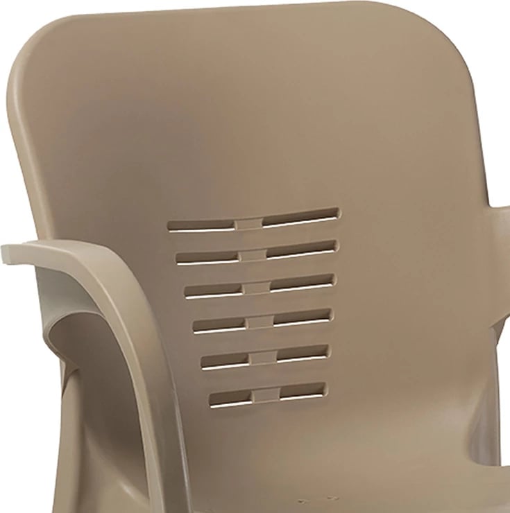 Karrige Feast PP ngjyrë kapuçino-këmbë alumini