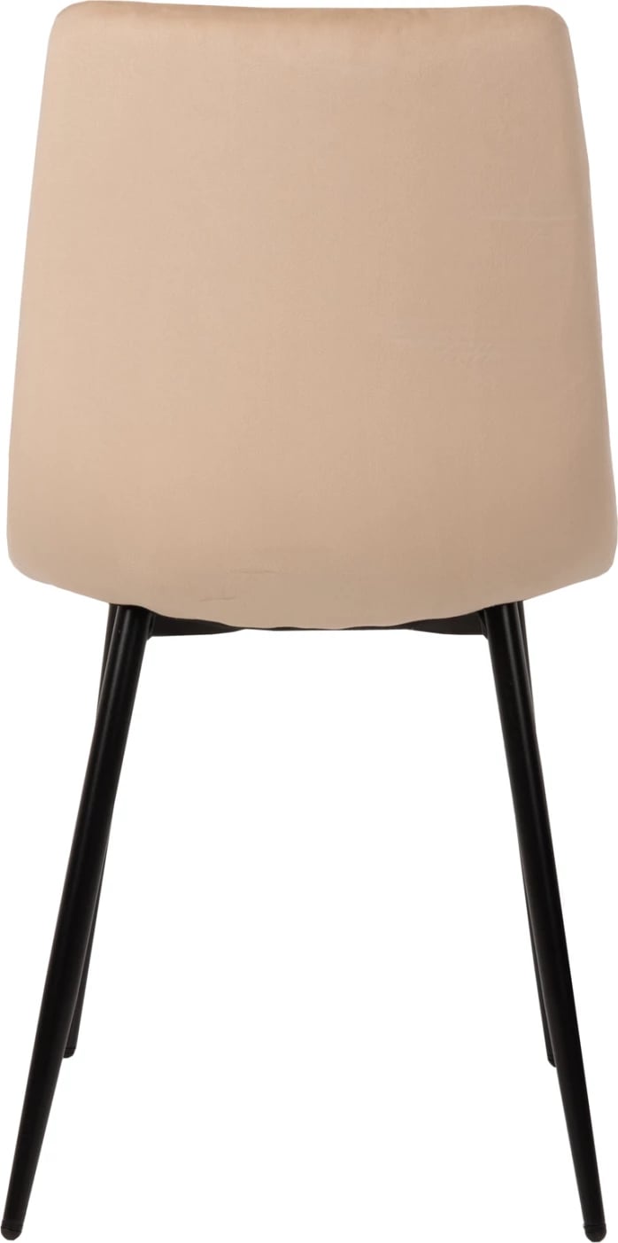 Karrige ngrënieje LATRELL FH8587.05, kadife ecru & këmbë metalike të zeza, 43x54x88H cm., set prej 4 copë