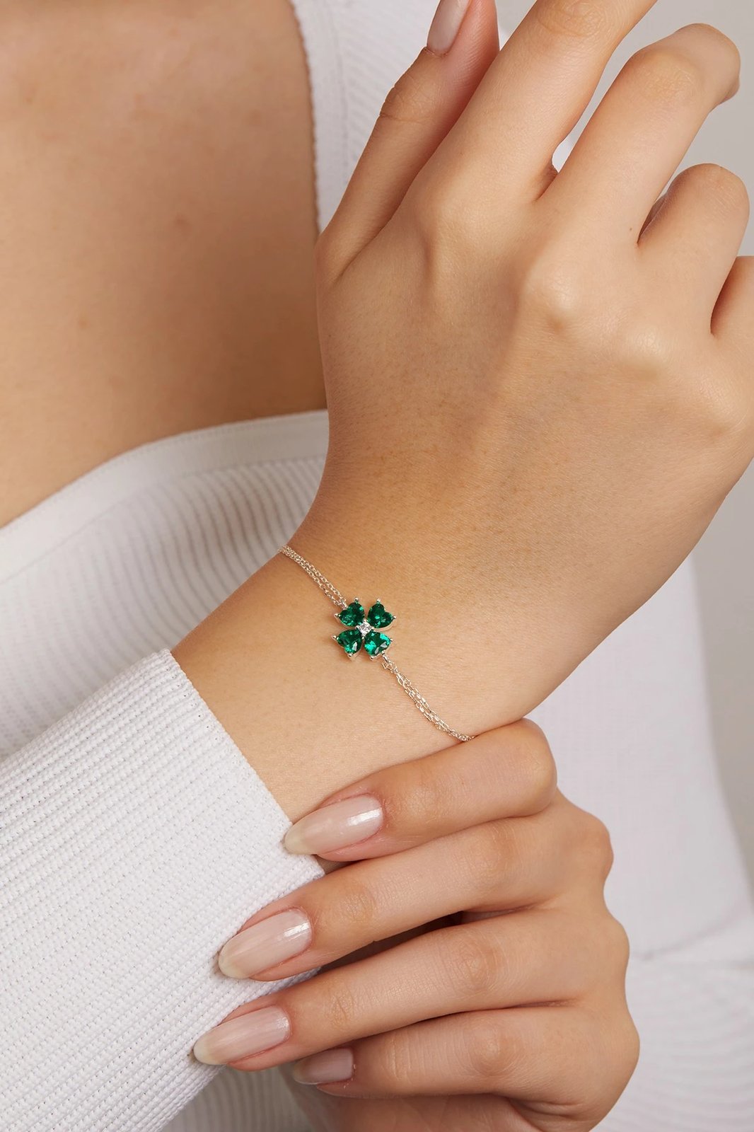 Byzylyk argjendi Elika, ngjyrë e gjelbër, ELKAB92212