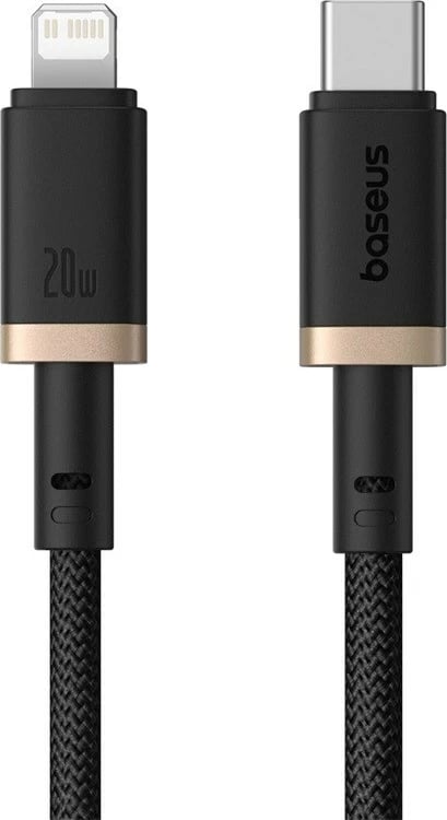 Kabllo karikimi e shpejtë Baseus Dura Type C për iP, 20 W, 2 m, E zezë, Ari