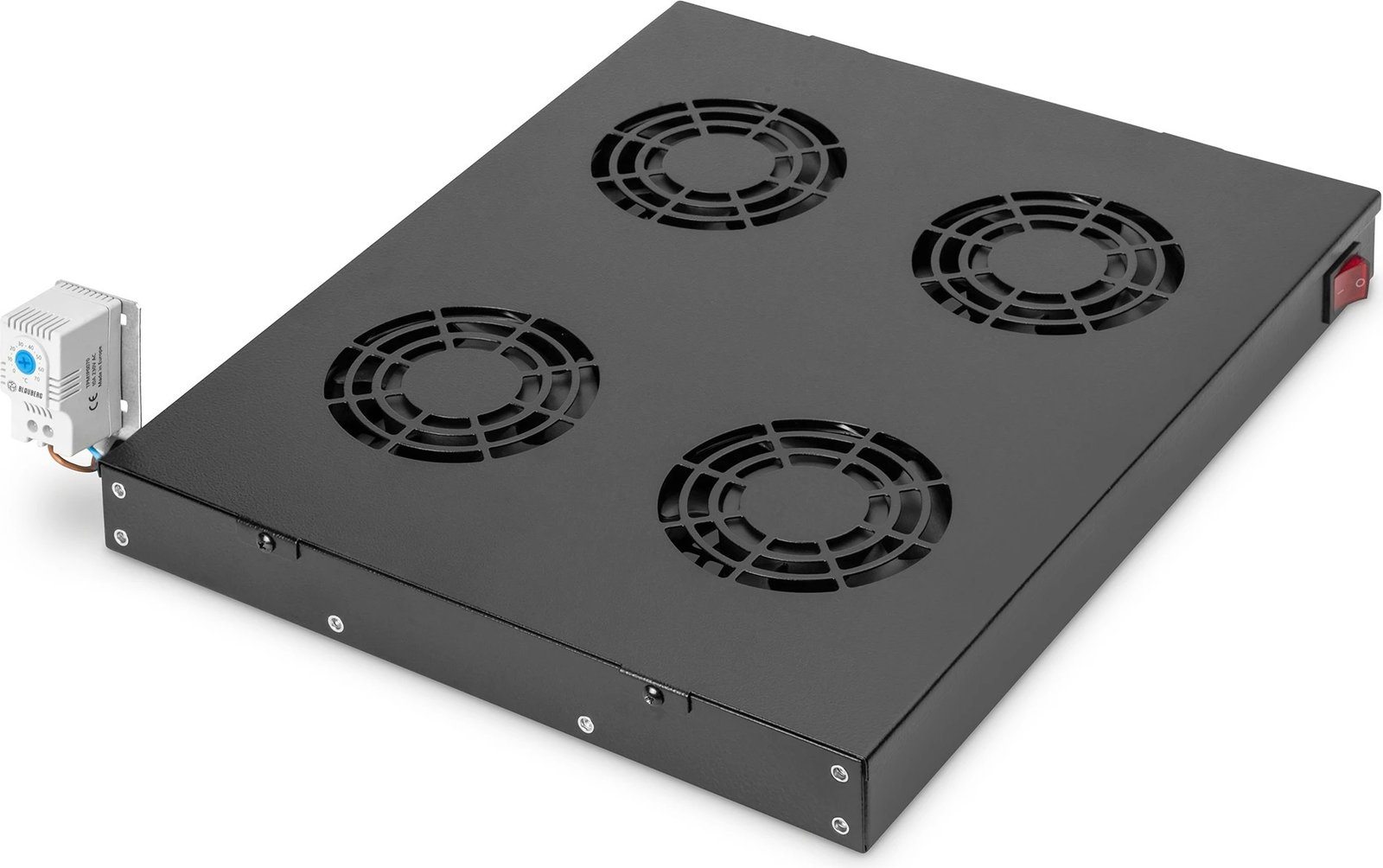 Njësi ventilimi Digitus, panel i ajrosur, 4 ventilatorë, 483mm, e zezë