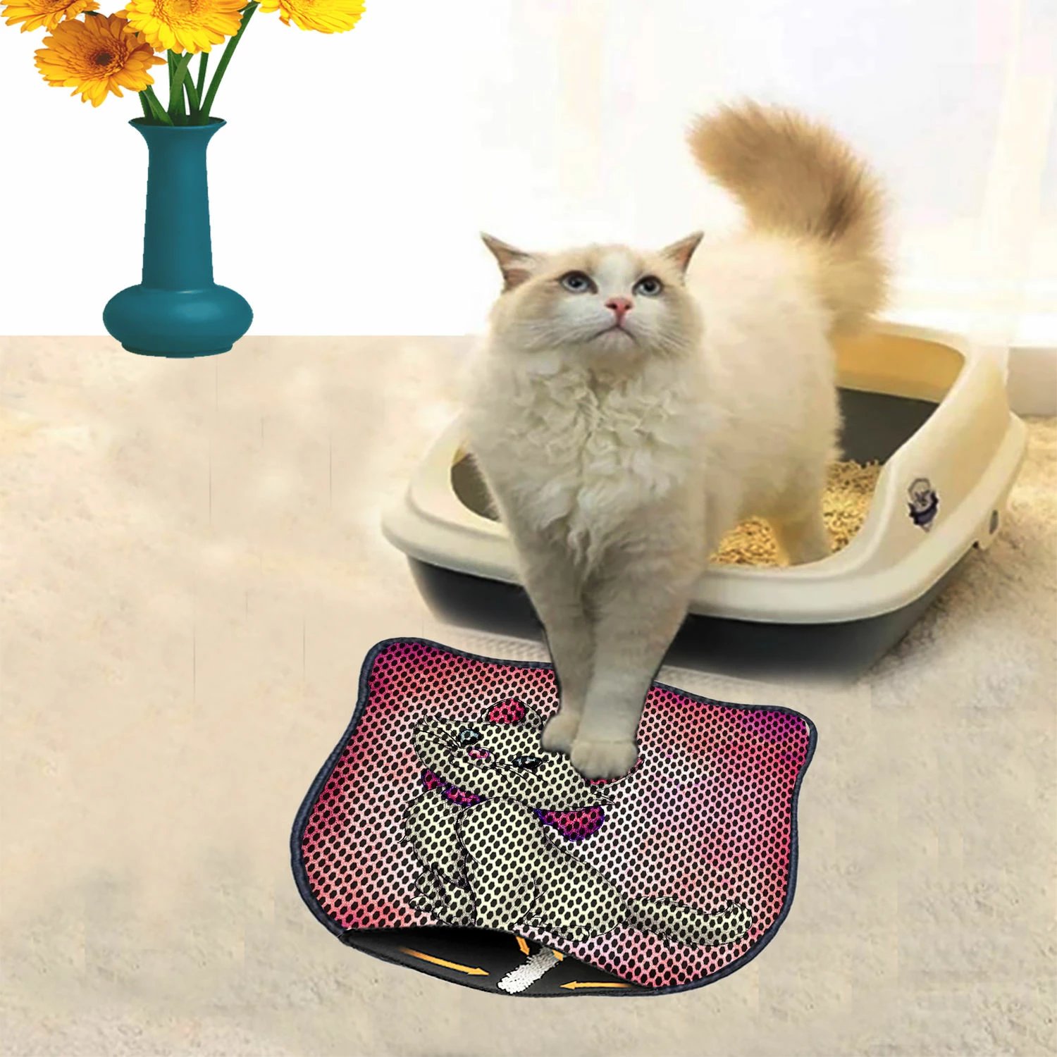 Tapet për rërë mace, shumëngjyrësh, Paws & Whiskers, Kdkafa0143, 40x50cm