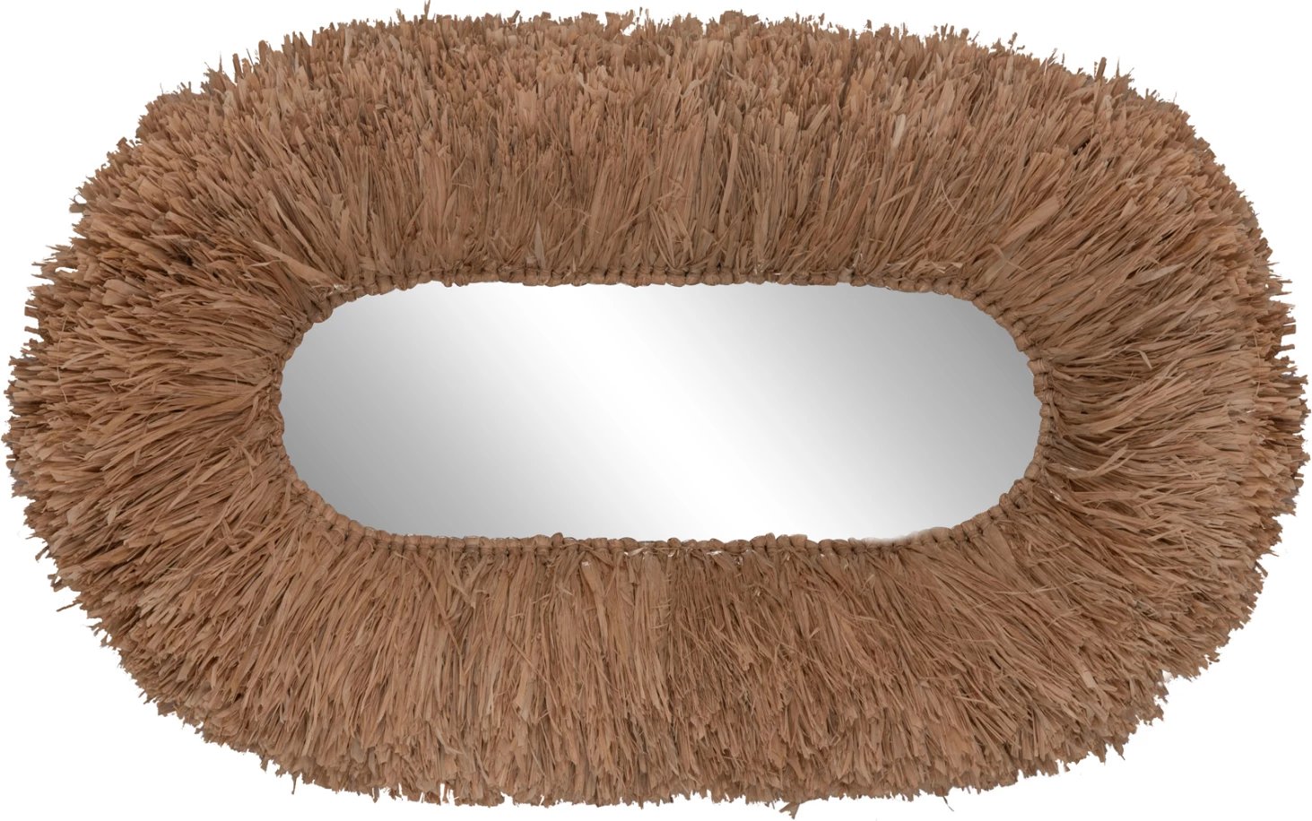 Pasqyrë muri ovale, kornizë fibra sisali, ngjyrë natyrale, FH4711, 95x60x15cm
