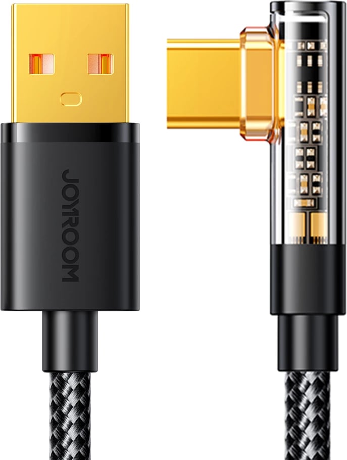 Kabllo USB-C me kënd 90°, Joyroom S-UC027A6, 1.2m, 3A, e zezë