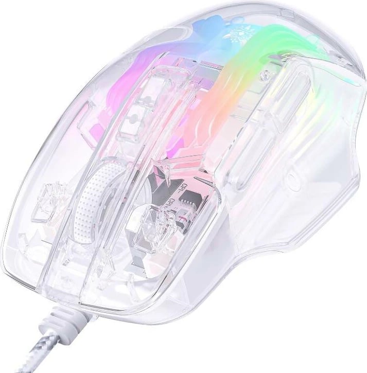 Maus lojërash ONIKUMA CW923 me tela, RGB, Transparent