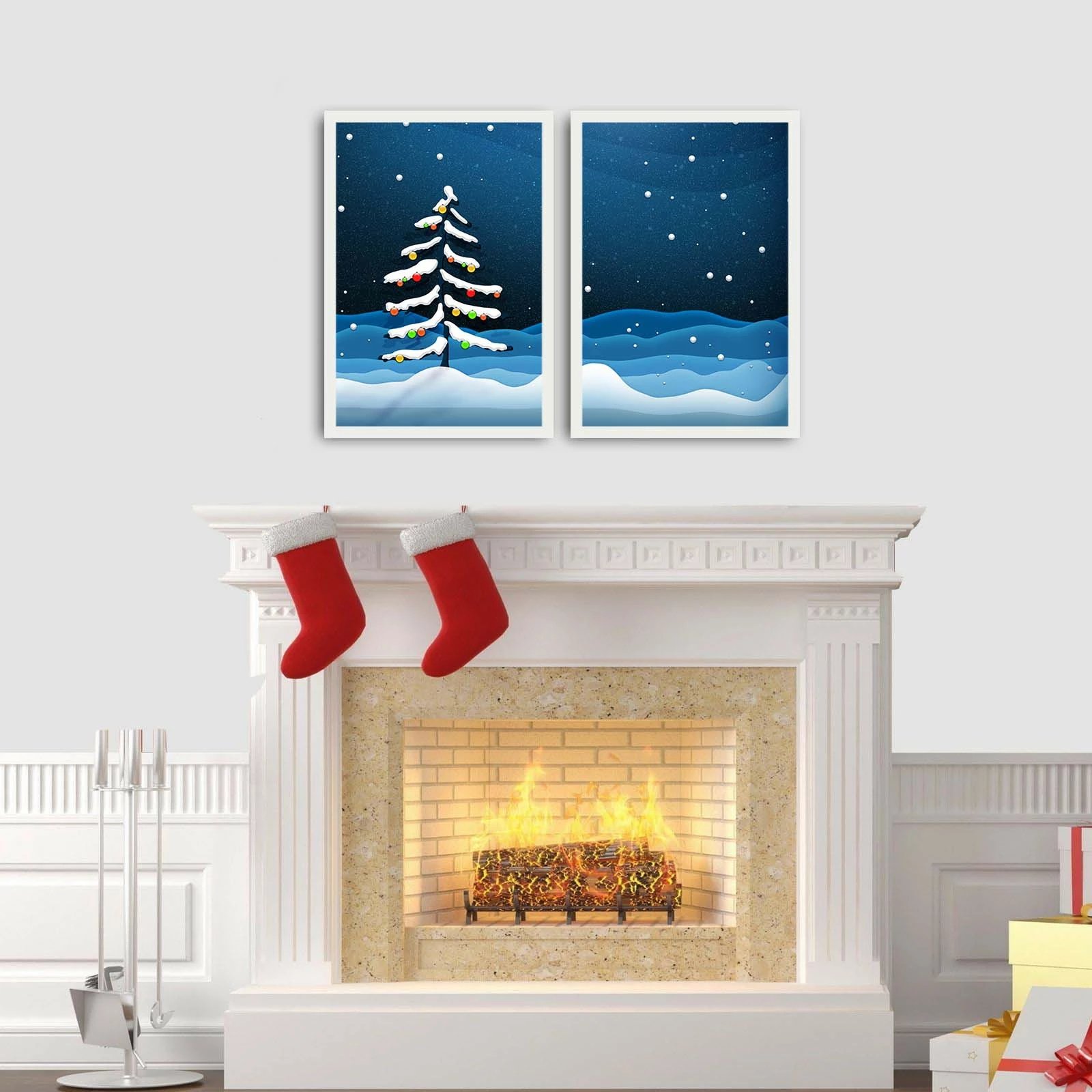 Pikturë dekorative me kornizë MDF (2 copë), Wallity, 2PBCTNOEL-06