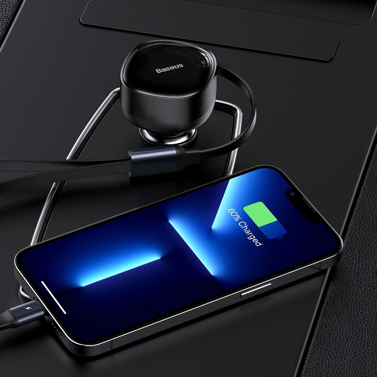 Karikues veture Baseus Enjoyment 2in1, 30W, me kabllo USB-C dhe Lightning, i zi