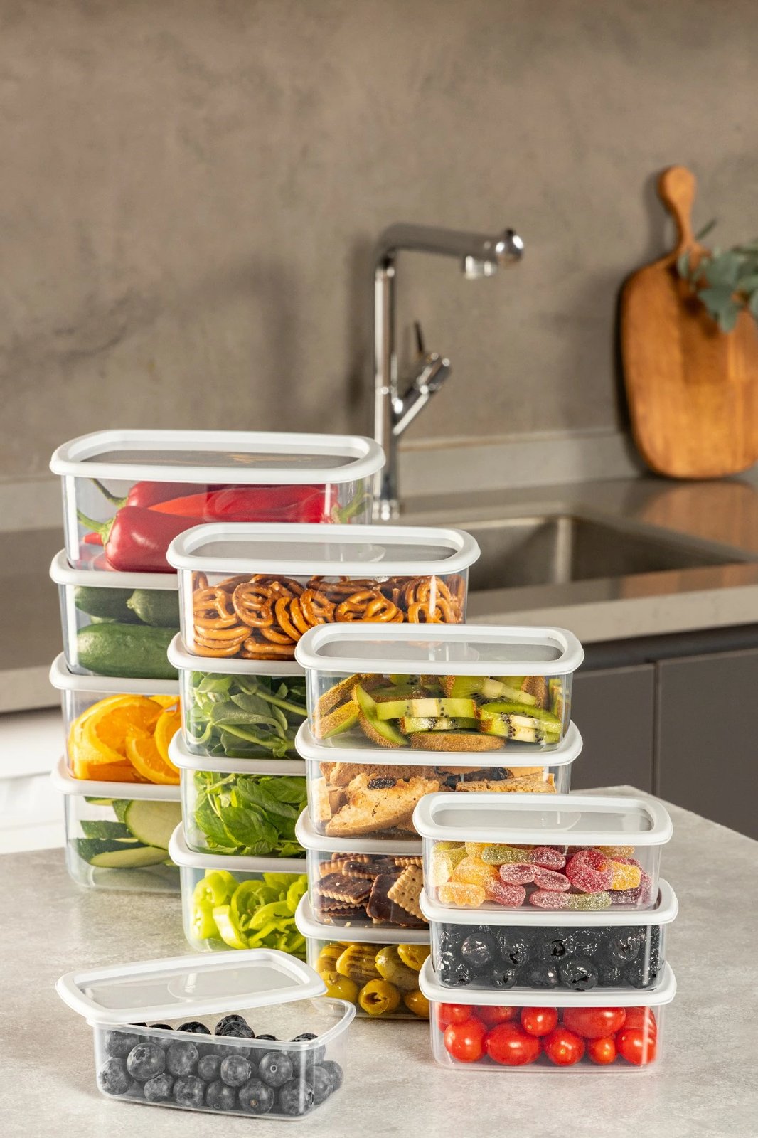 Set kuti për organizim (16 copë), Hermia, SYBOX16LIKRSK, ngjyrë gri