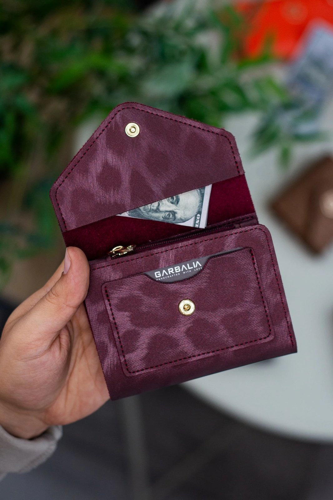 Portofol për gra, Zoozie Bags, ngjyrë e kuqe e thellë, leopard