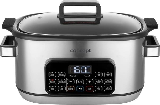 Multicooker/slow cooker Concept CK9000 6L 1250W 10 programe inox me shportë avulli dhe formë silikoni