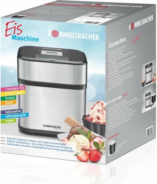 Aparat për akullore, Rommelsbacher, IM 12, 330 x 250 x 250 mm, argjendtë/zi