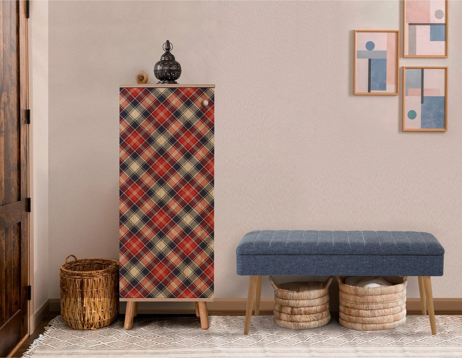 Set mobiljesh për korridor, ngjyrë sonomo dhe kaltër e errët, Skye Decor, 938 - 1048