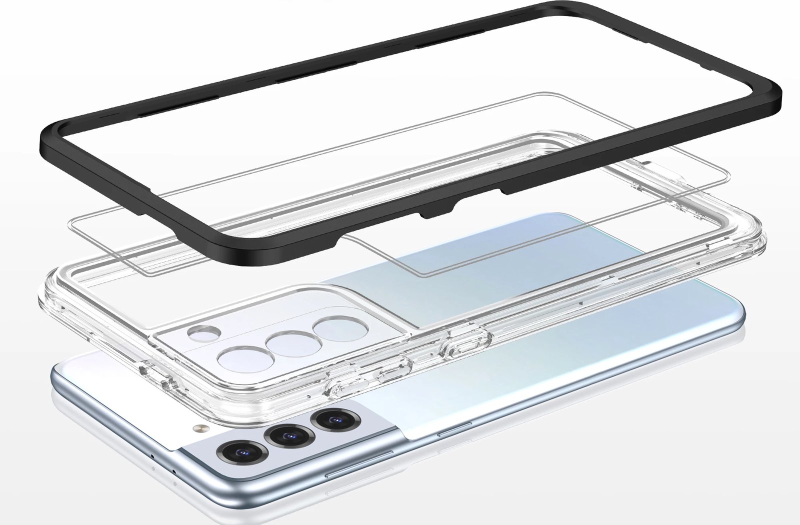 Mbështjellës Hurtel Hybrid Armor Clear 3in1 për Samsung Galaxy S22+, i zi/transparente