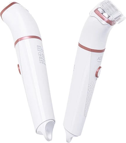 Makinë rroje për gra, Adler, AD 2941, dy koka, IPX7, pa kabëll, Wet & Dry, me bateri AAA, e bardhë rozë