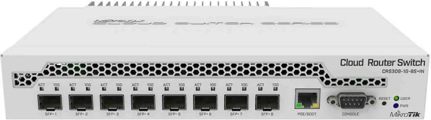 Switch MikroTik CRS309-1G-8S+ i menaxhuar, Gigabit Ethernet, Bardhë