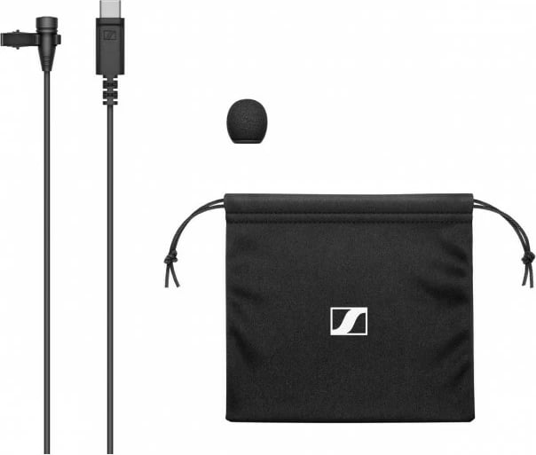 Mikrofon lavalier Sennheiser XS LAV USB-C, omnidireksional, me klip, i zi