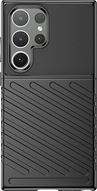 Mbështjellës i blinduar Hurtel Thunder Case për Samsung Galaxy S24 Ultra, TPU, zi
