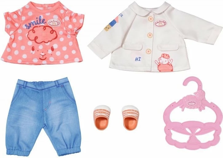 Komplet rroba për kukull Baby Annabell, Zapf, 36 cm, shumëngjyrëshe