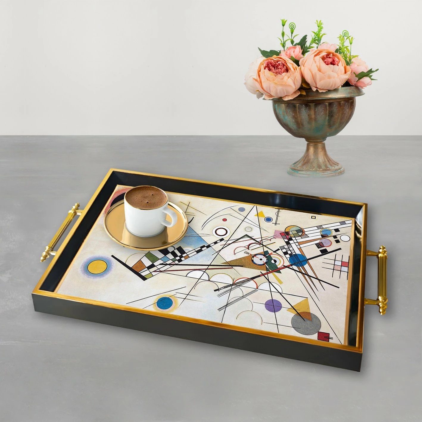 Tabaka qelqi me dizajn abstrakt, shumëngjyrëshe, TPA9939