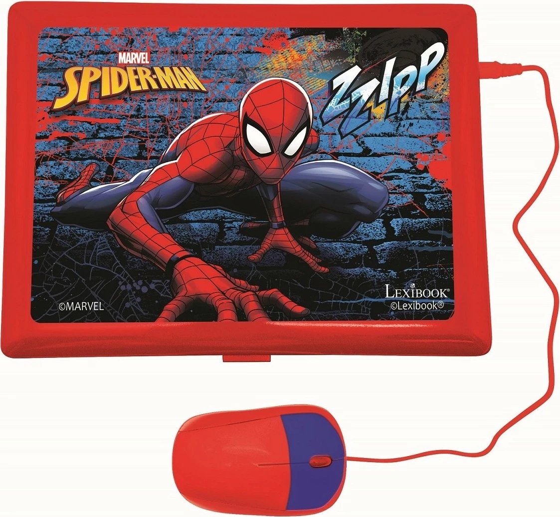Laptop edukativ Lexibook Spider-Man, 186 aktivitete, dy gjuhë, Blu e Kuqe