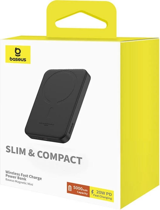 Powerbank Baseus Magnetic Mini 5000mAh, 20W, USB-C, e zezë Powerbank Baseus Magnetic Mini 5000mAh, 20W, USB-C, e zezë