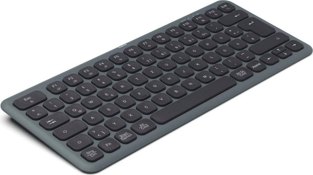 Tastierë pa tela Hama WK-500, kompakte, lidhje multi-device, QWERTY, e zezë/gri