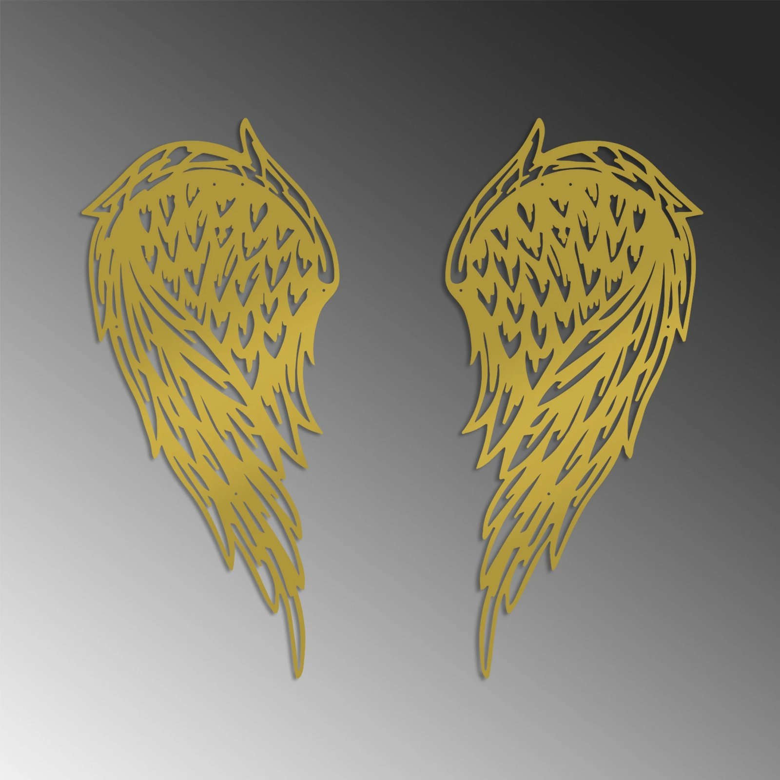 Aksesor dekorativ metalik për mur, Wallity Alato-2, ngjyrë ari, 32x70cm (2 copë)