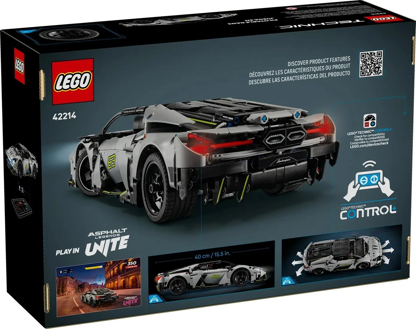 Set LEGO Technic Lamborghini Revuelto 42214, 1135 pjesë, Gri