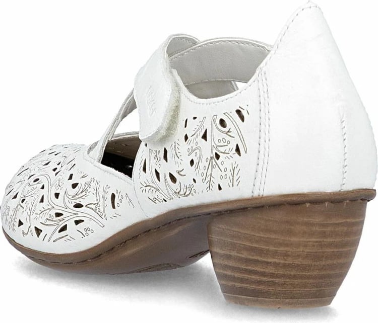 Këpucë me take Rieker për femra, të bardha