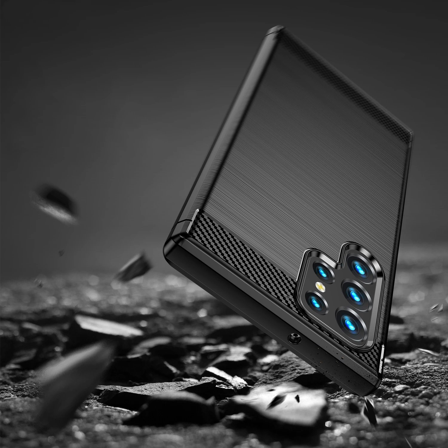 Mbështjellës Hurtel Carbon Case për Samsung Galaxy S23 Ultra, TPU, i zi