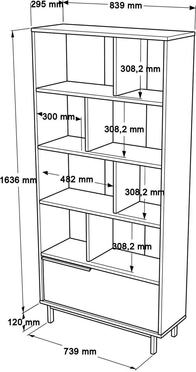 Raft librash Hanah Home, On4-W, ngjyrë e bardhë