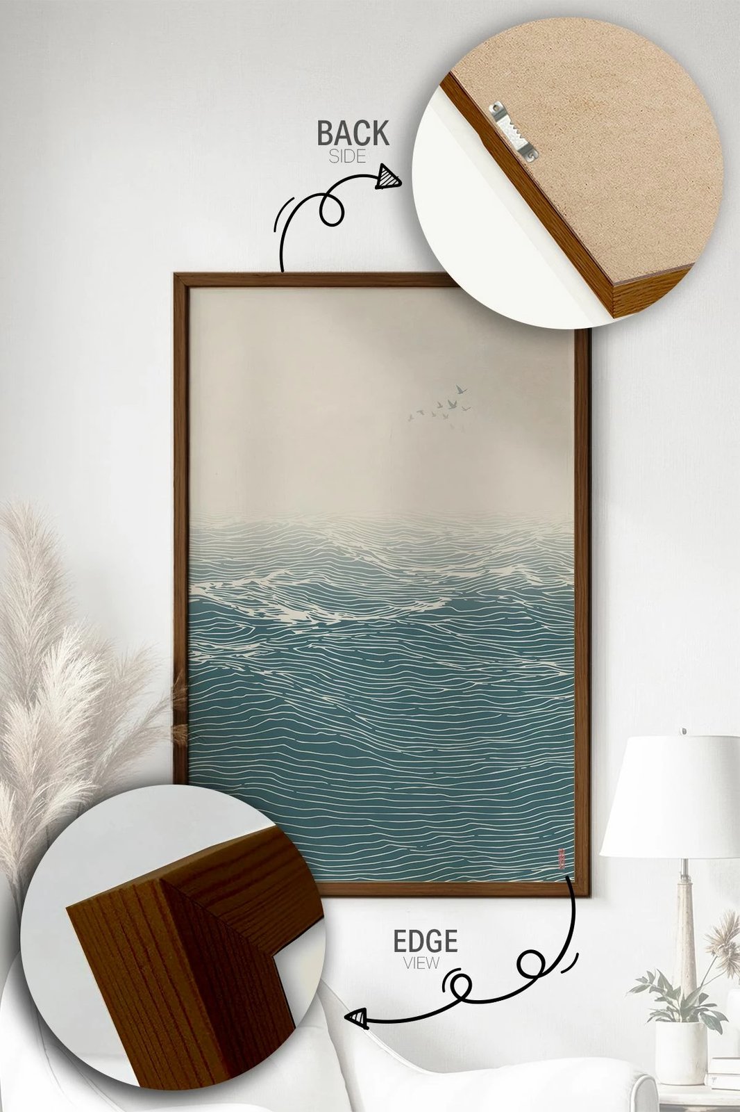 Pikturë dekorative me kornizë, shumëngjyrëshe, Wallity, Lmnmdlkahve5, 33x48cm