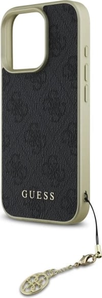 Mbështjellës Guess 4G Charms Collection për iPhone 16 Pro, i zi