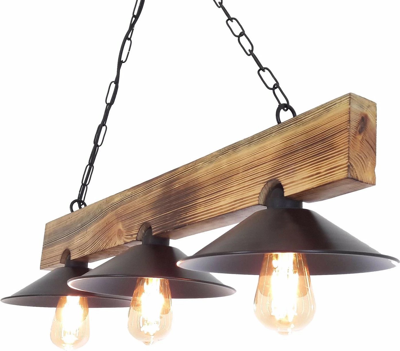 Llambë tavani Opviq, dru bredhi, tre kapakë, ngjyrë arre dhe e zezë, 80x22x65cm