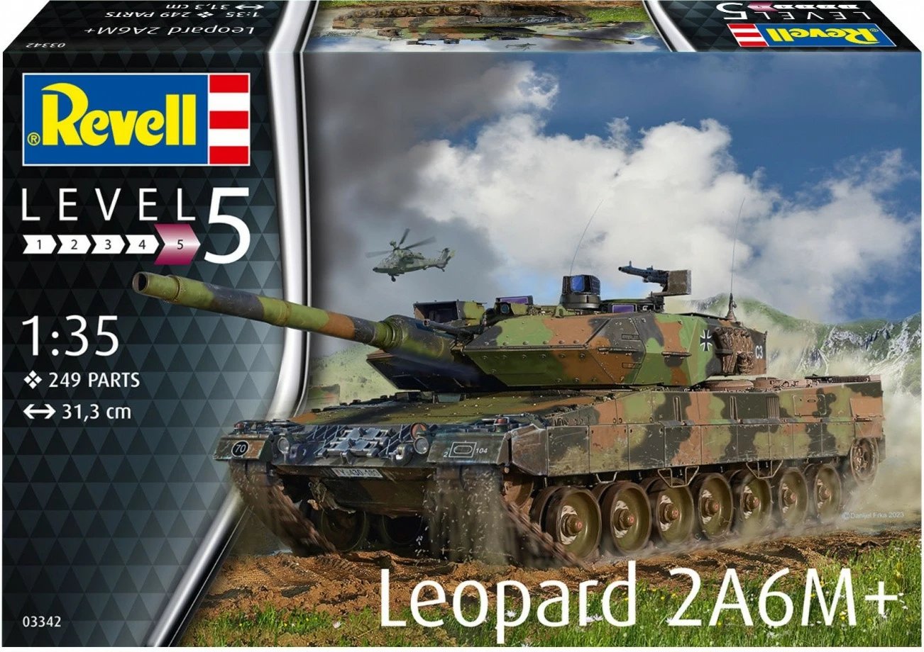 Model plastik tank Revell Leopard 2 A6M+, 1:35, 249 pjesë Model plastik tank Revell Leopard 2 A6M+, 1:35, 249 pjesë