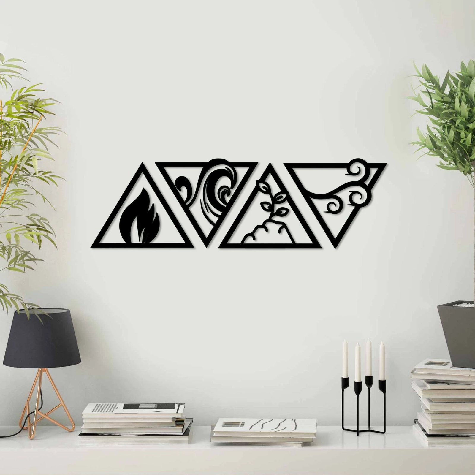 Aksesor dekorativ metalik për mur Wallity, për elemente, 4 pjesë