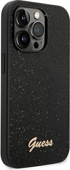 Mbështjellës Guess GUHCP14LHGGSHK për iPhone 14 Pro 6.1", Glitter Script, i fortë, i zi Mbështjellës Guess GUHCP14LHGGSHK për iPhone 14 Pro 6.1", Glitter Script, i fortë, i zi