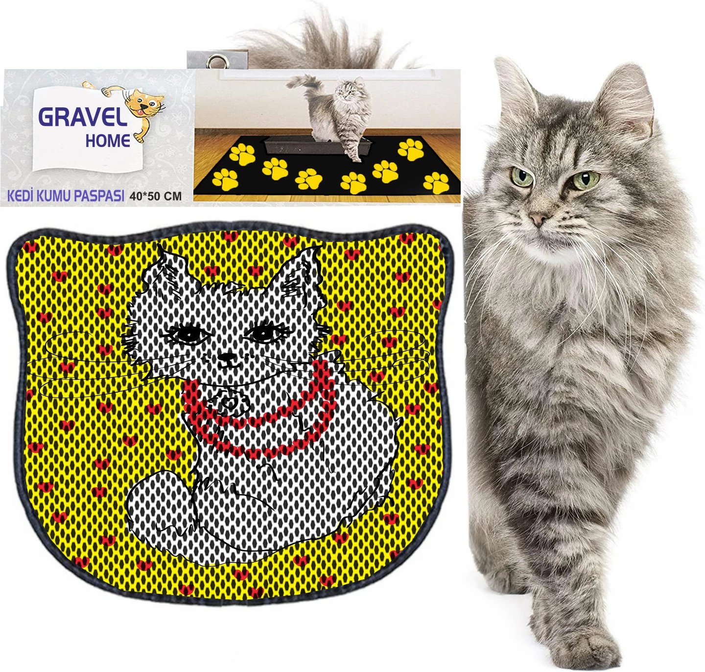 Tapet për rërë mace, shumëngjyrësh, Paws & Whiskers, Kdkafa0208, 40x50cm