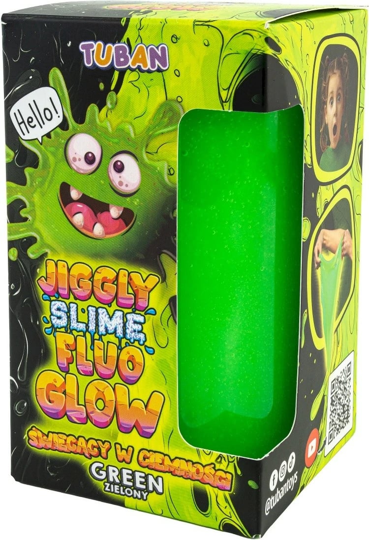 Slime Jiggly Fluo Glow TUBAN, 430g, gjelbër