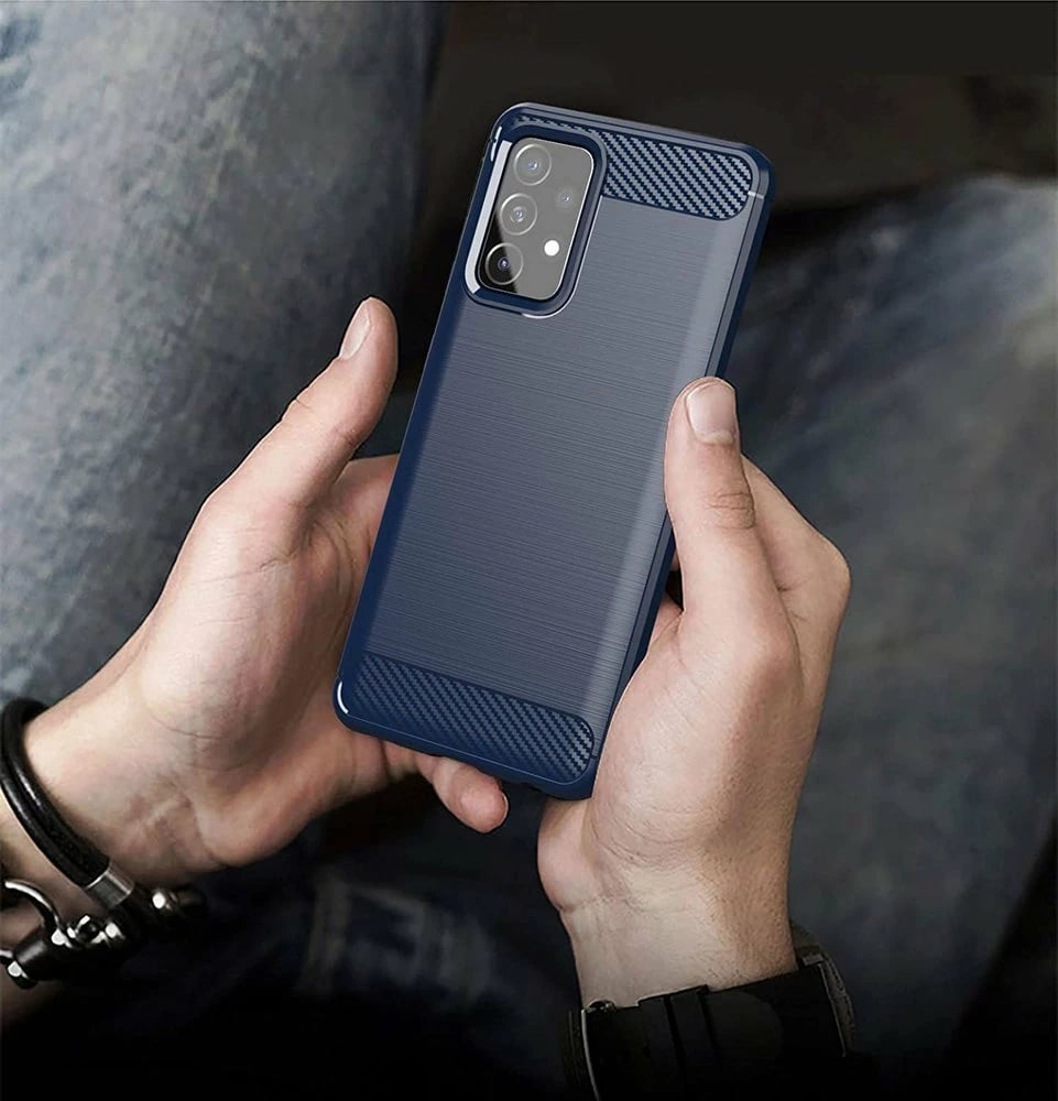 Mbështjellës Hurtel Carbon Case për Samsung Galaxy A72 4G, TPU, Blu