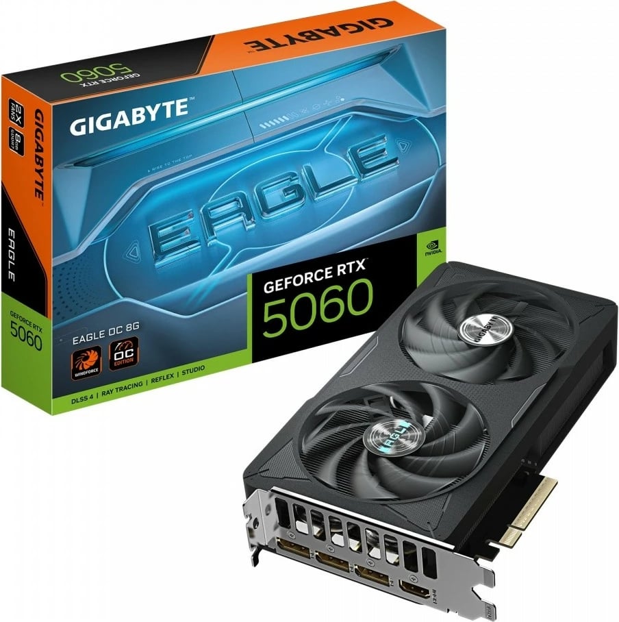 Kartelë grafike Gigabyte GeForce RTX 5060 EAGLE OC 8GB GDDR7, PCI-E, 2 ventilatorë, e zezë