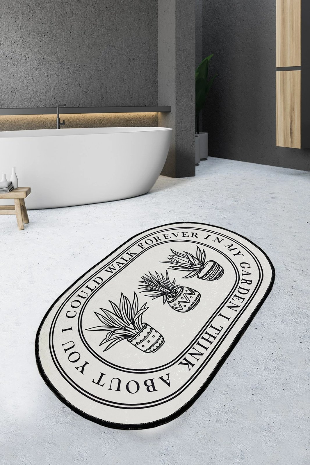 Tapet banje Mijölnir, Walk, krem dhe e zezë, 70x120cm