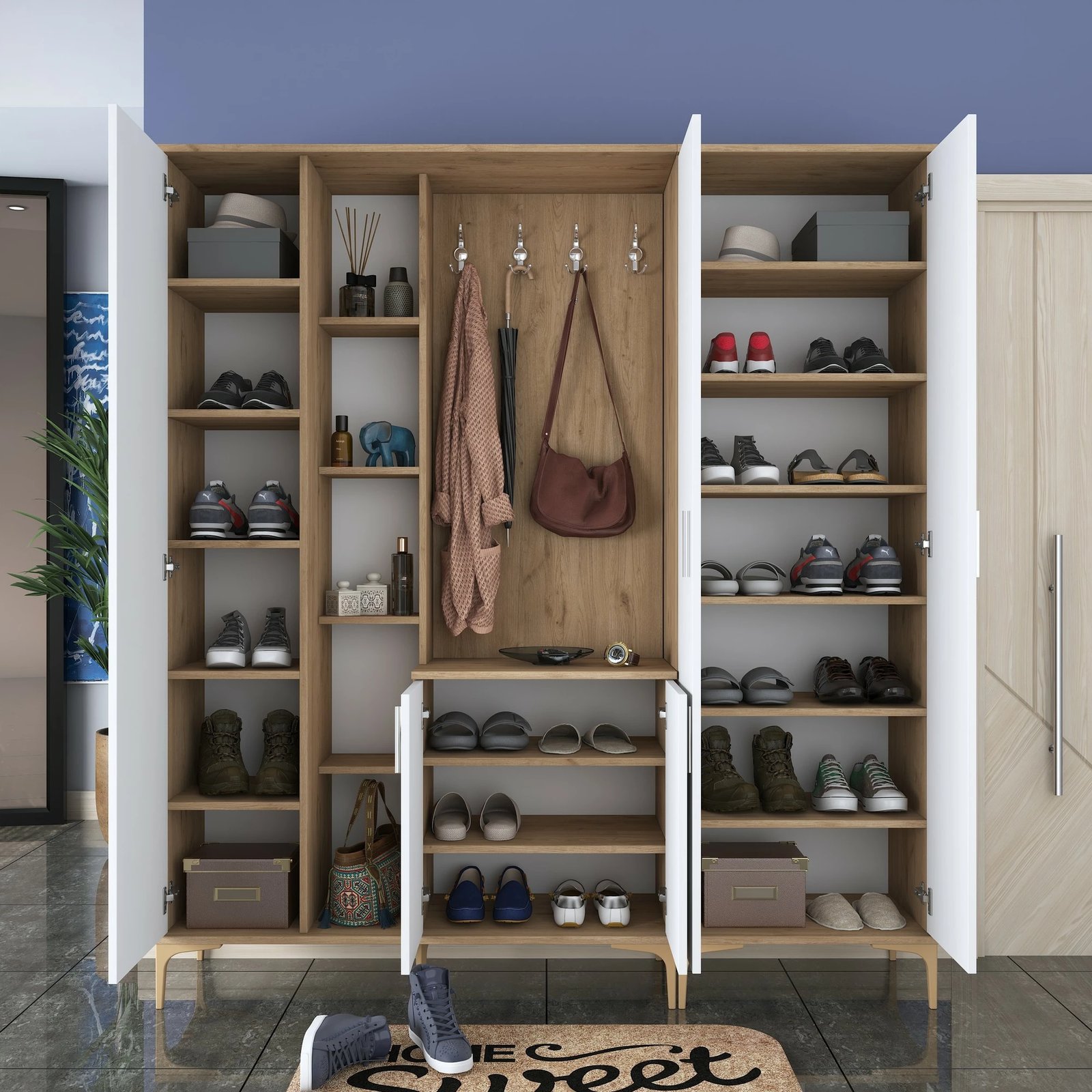 Stendë korridori Hanah Home, EA131 - 2801, ngjyrë arrë dhe e bardhë