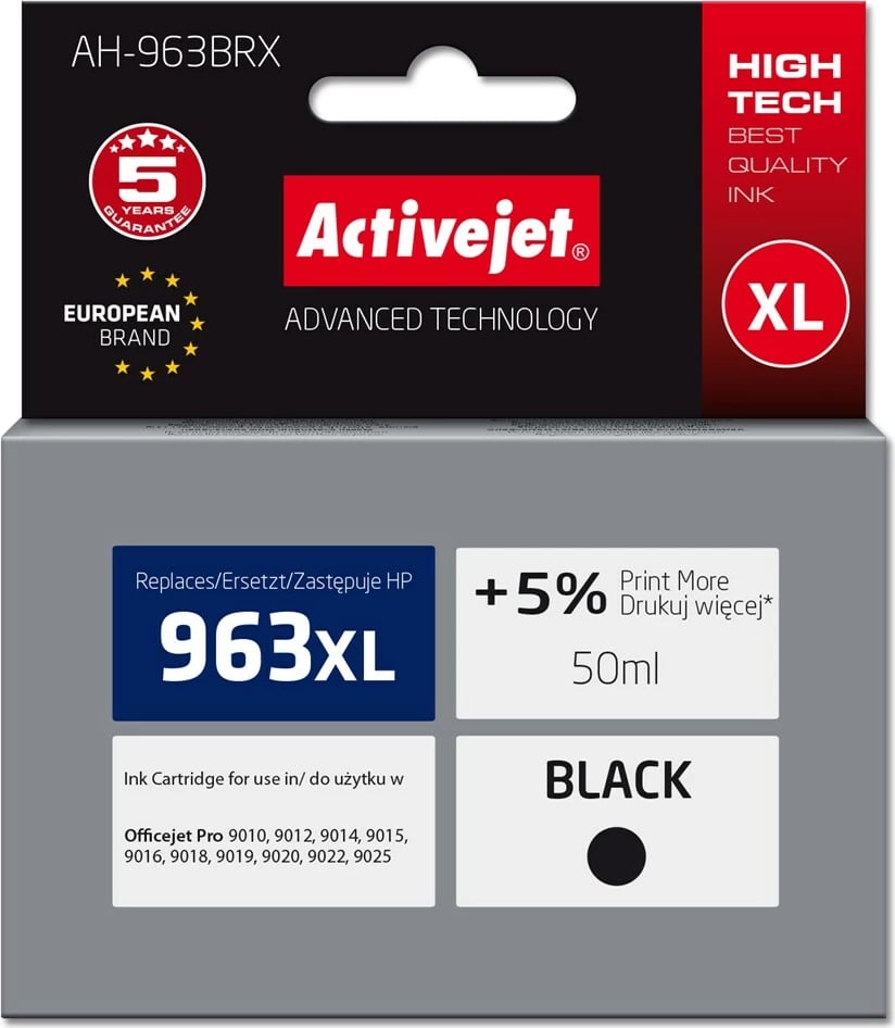 Ngjyrë zëvendësuese Activejet AH-963BRX për printer HP, e zezë