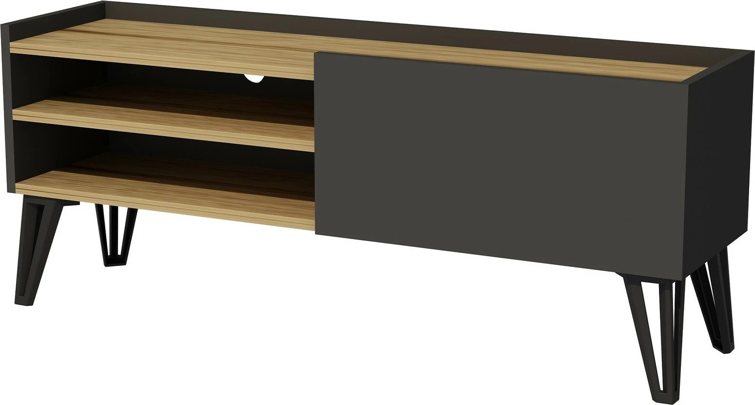Komodë TV Veronica, ngjyrë lis dhe antracit, 120x49.5x33.1cm