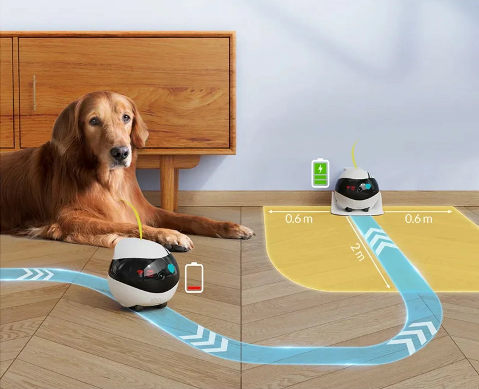 Robot për kafshë Enabot EBO Air, kamerë 1080p, ndjekje KI, LiDAR, kontroll me app, bardhë