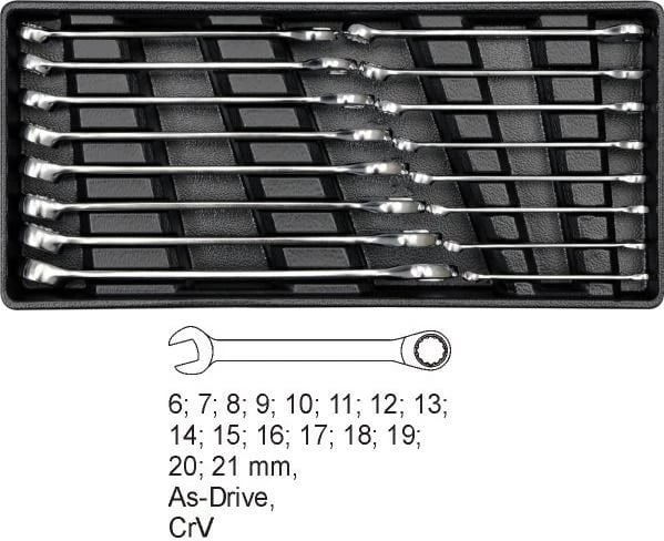 Set çelësash kombinues YATO, 16 copë, 6-21mm, Metallic