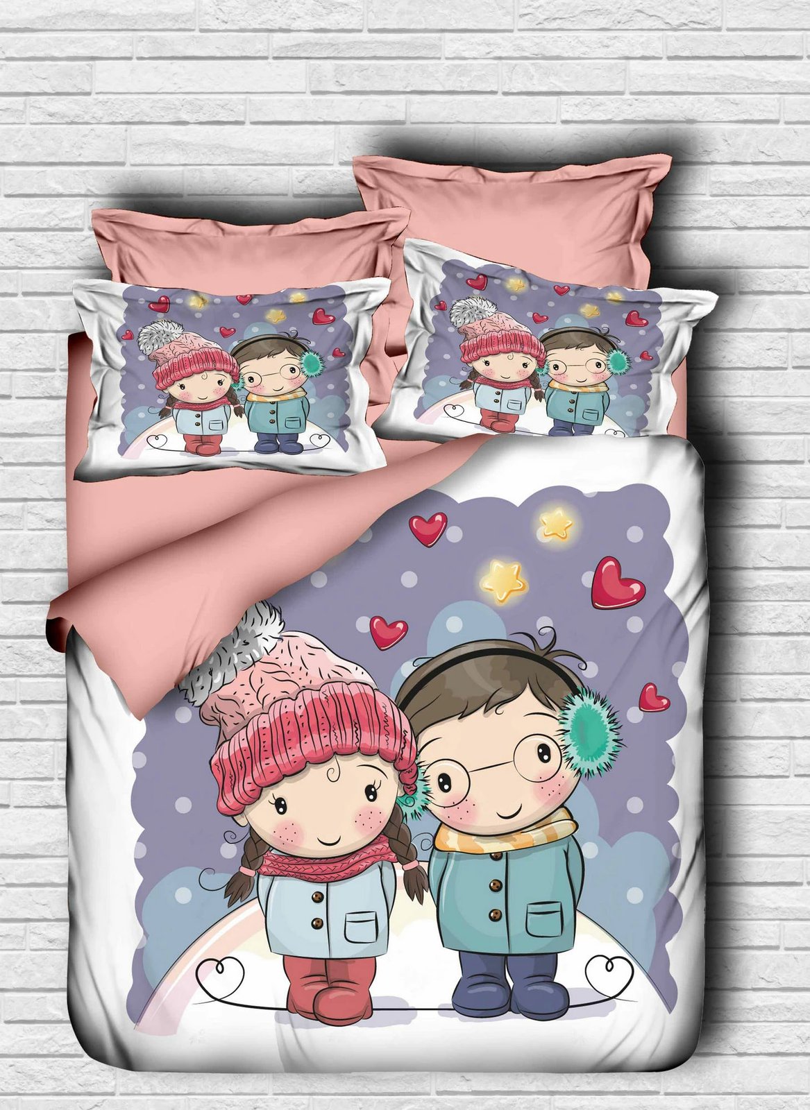 Set mbulesë për jorgan super king, L'essentiel, 110, ngjyrë pluhur, kaltër dhe bardhë